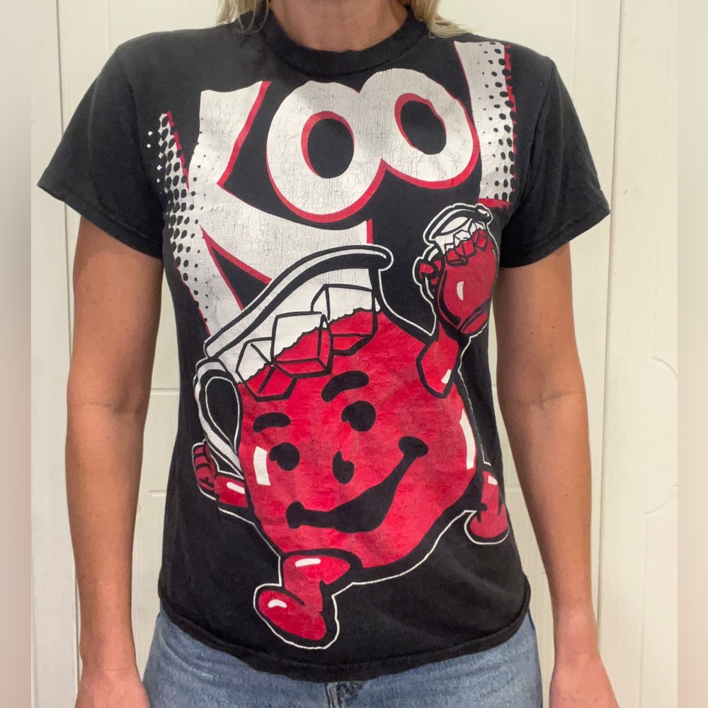 VINTAGE | 90s KOOL AID MAN T-SHIRT BLACK RED DELTA ADULT SIZE SMALL